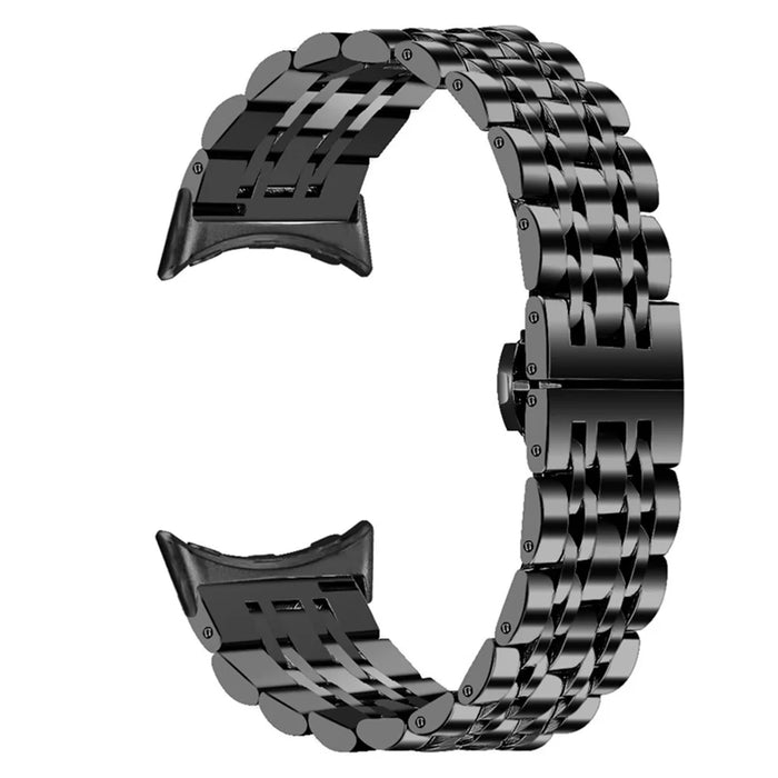 For Google Pixel Watch 4 41mm / Watch 3 41mm / Watch 2 / Watch Luxury Stainless Steel 7 Beads Replacement Wrist Band Smart Watch Strap - Black - 2
