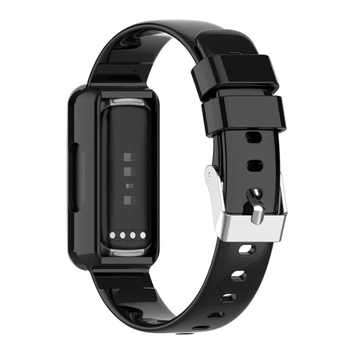 Integrated Smart Watch Strap for Fitbit Inspire 3, Silicone Watchband Adjustable Strap with Watch Case - Black - 1