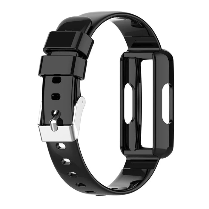 Integrated Smart Watch Strap for Fitbit Inspire 3, Silicone Watchband Adjustable Strap with Watch Case - Black - 3