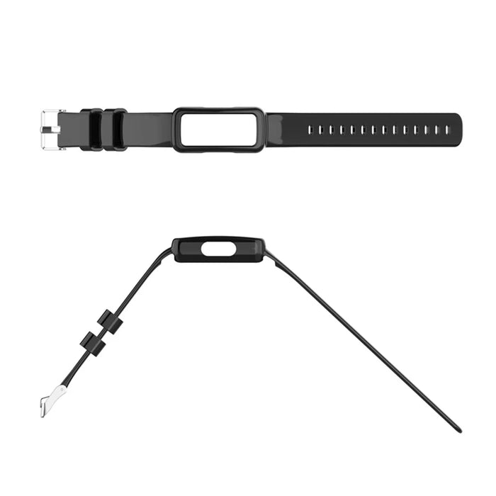 Integrated Smart Watch Strap for Fitbit Inspire 3, Silicone Watchband Adjustable Strap with Watch Case - Black - 5