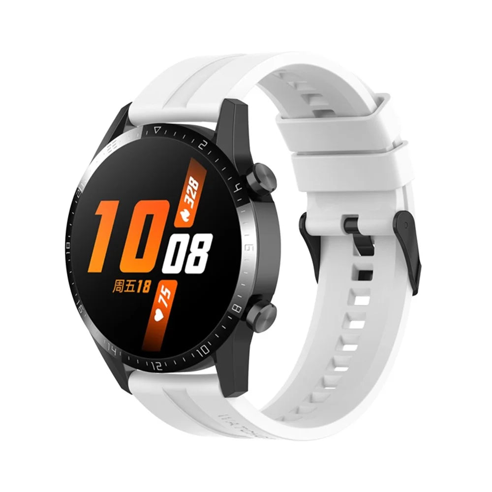 22mm Silicone Smart Watch Bands for Huawei Watch Buds / Watch 3 Pro New, Wrist Strap Watchband Replacement - White - 2