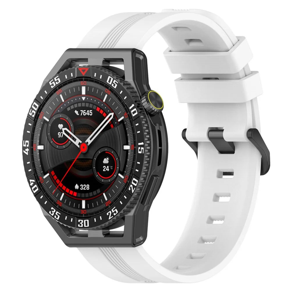 22mm Sport Style Smart Watch Bands for Huawei Watch GT3 SE / Watch GT, Textured Silicone Wrist Strap Watchband Replacement - White - 2