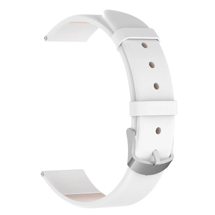 For Keep B4 Leather Watch Band 16mm Quick Release Waterproof Soft Replacement Strap with Stainless Steel Buckle - White - 1