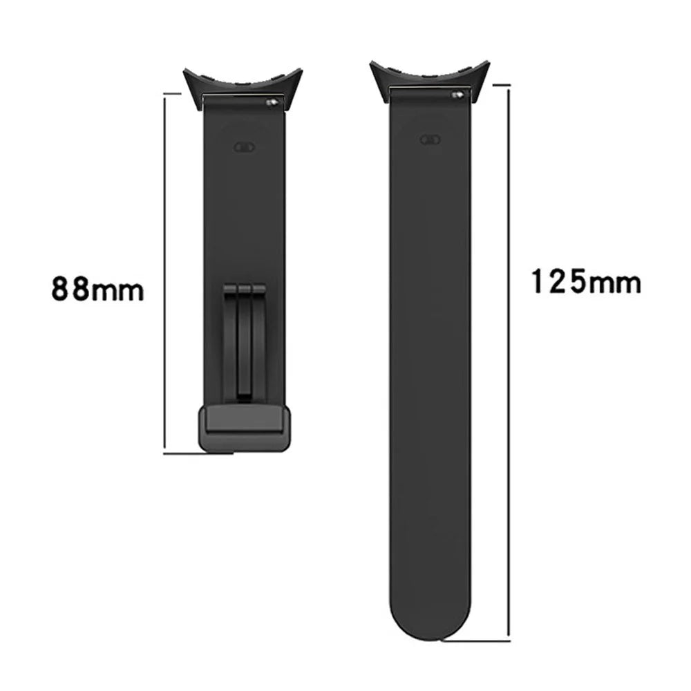 For Google Pixel Watch 4 41mm / Watch 3 41mm / Watch 2 / Watch Silicone Sport Band Magnetic Folding Buckle Replacement Watch Strap - Black Buckle / Black - 4
