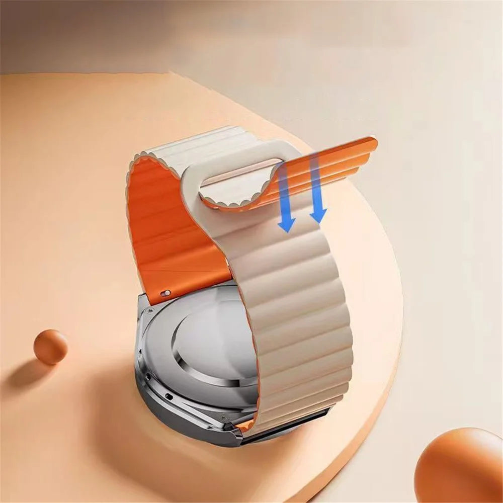 For Google Pixel Watch 4 41mm / Watch 3 41mm / Watch 2 / Watch Dual-Color Silicone Replacement Strap 20mm Adjustable Magnetic Closure Watch Band - Antique White / Mist Blue - 5