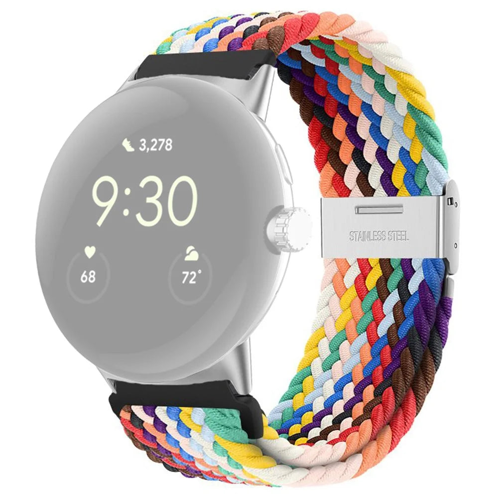 For Google Pixel Watch 4 41mm / Watch 3 41mm / Watch 2 / Watch Buckle Design Nylon Watchband Smart Bracelet Adjustable Strap Breathable Band - Rainbow - 1