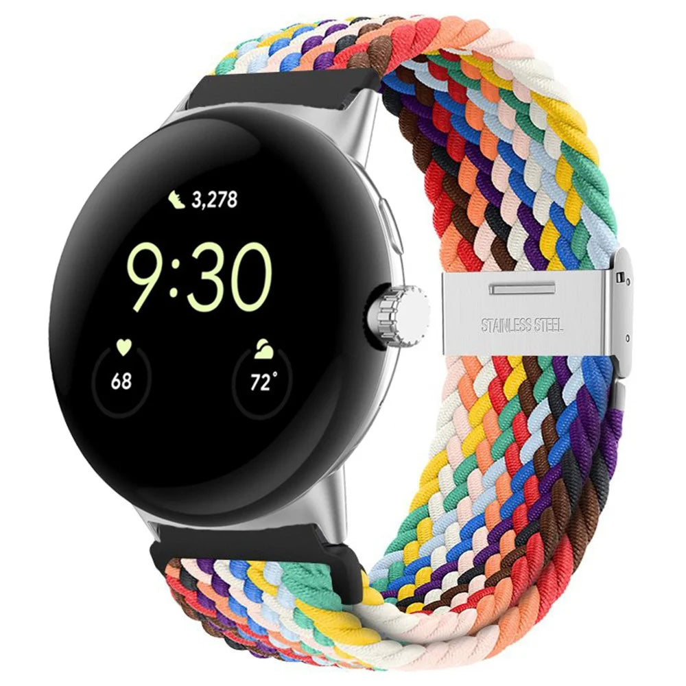For Google Pixel Watch 4 41mm / Watch 3 41mm / Watch 2 / Watch Buckle Design Nylon Watchband Smart Bracelet Adjustable Strap Breathable Band - Rainbow - 2
