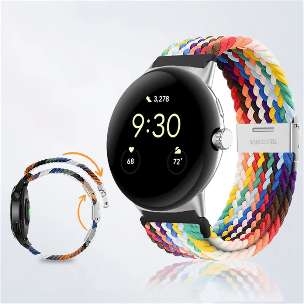 For Google Pixel Watch 4 41mm / Watch 3 41mm / Watch 2 / Watch Buckle Design Nylon Watchband Smart Bracelet Adjustable Strap Breathable Band - Rainbow - 3