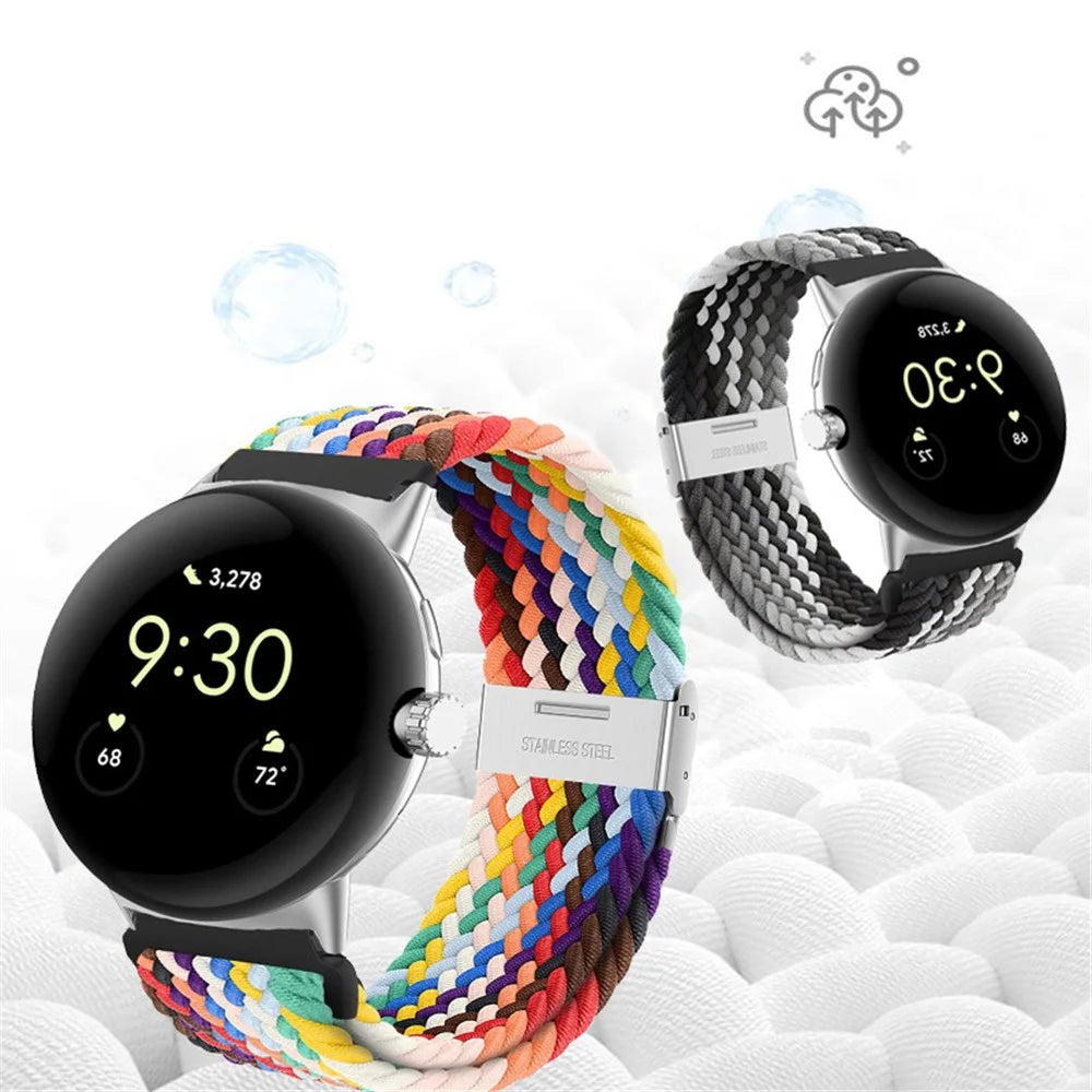 For Google Pixel Watch 4 41mm / Watch 3 41mm / Watch 2 / Watch Buckle Design Nylon Watchband Smart Bracelet Adjustable Strap Breathable Band - Rainbow - 4