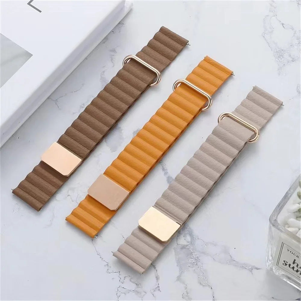 Magnetic Buckle Watch Band for Google Pixel Watch 4 41mm / Watch 3 41mm / Watch 2 / Watch Genuine Leather Watch Strap Quick Release Watchband - Khaki - 2