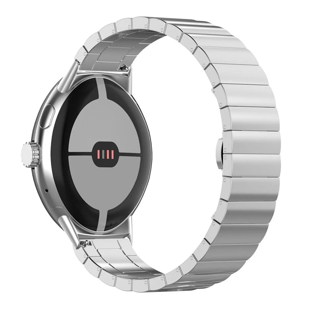 For Google Pixel Watch 4 41mm / Watch 3 41mm / Watch 2 / Watch Quick Release Metal Band Butterfly Buckle Clasp Bracelet Watch Strap - Silver - 1
