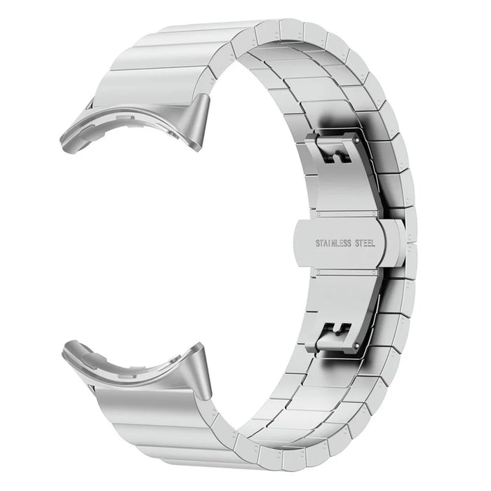 For Google Pixel Watch 4 41mm / Watch 3 41mm / Watch 2 / Watch Quick Release Metal Band Butterfly Buckle Clasp Bracelet Watch Strap - Silver - 3