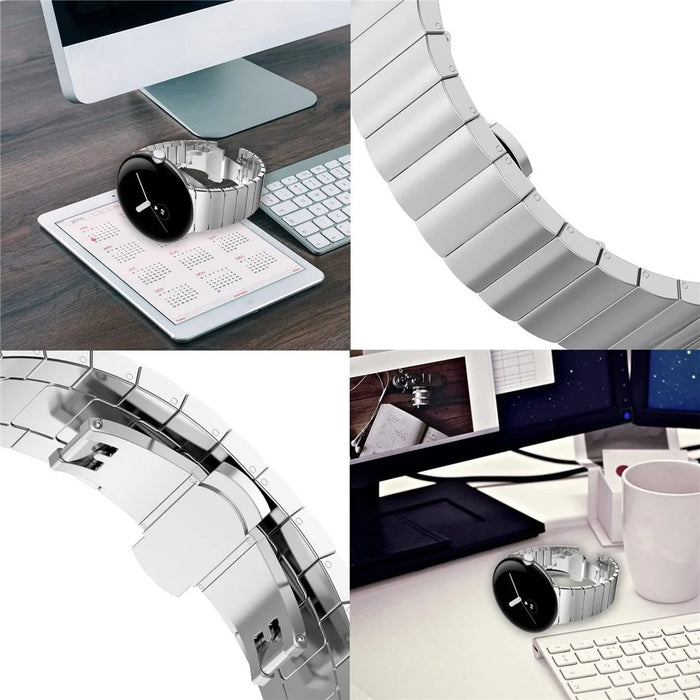 For Google Pixel Watch 4 41mm / Watch 3 41mm / Watch 2 / Watch Quick Release Metal Band Butterfly Buckle Clasp Bracelet Watch Strap - Silver - 5
