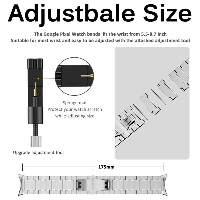 For Google Pixel Watch 4 41mm / Watch 3 41mm / Watch 2 / Watch Quick Release Metal Band Butterfly Buckle Clasp Bracelet Watch Strap - Silver - 6