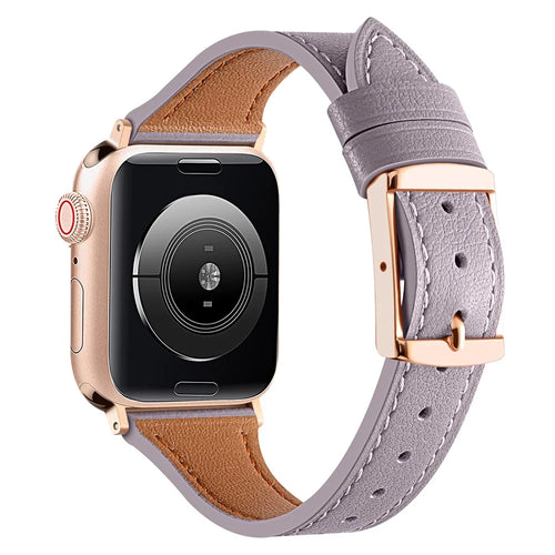 For Apple Watch Ultra 3 2 1 49mm / Series 11 10 46mm / 9 8 7 45mm / SE3 SE2 SE 6 5 4 44mm / 3 2 1 42mm Quick Release Watch Band Smart Bracelet Genuine Leather Watch Strap - Purple - 1