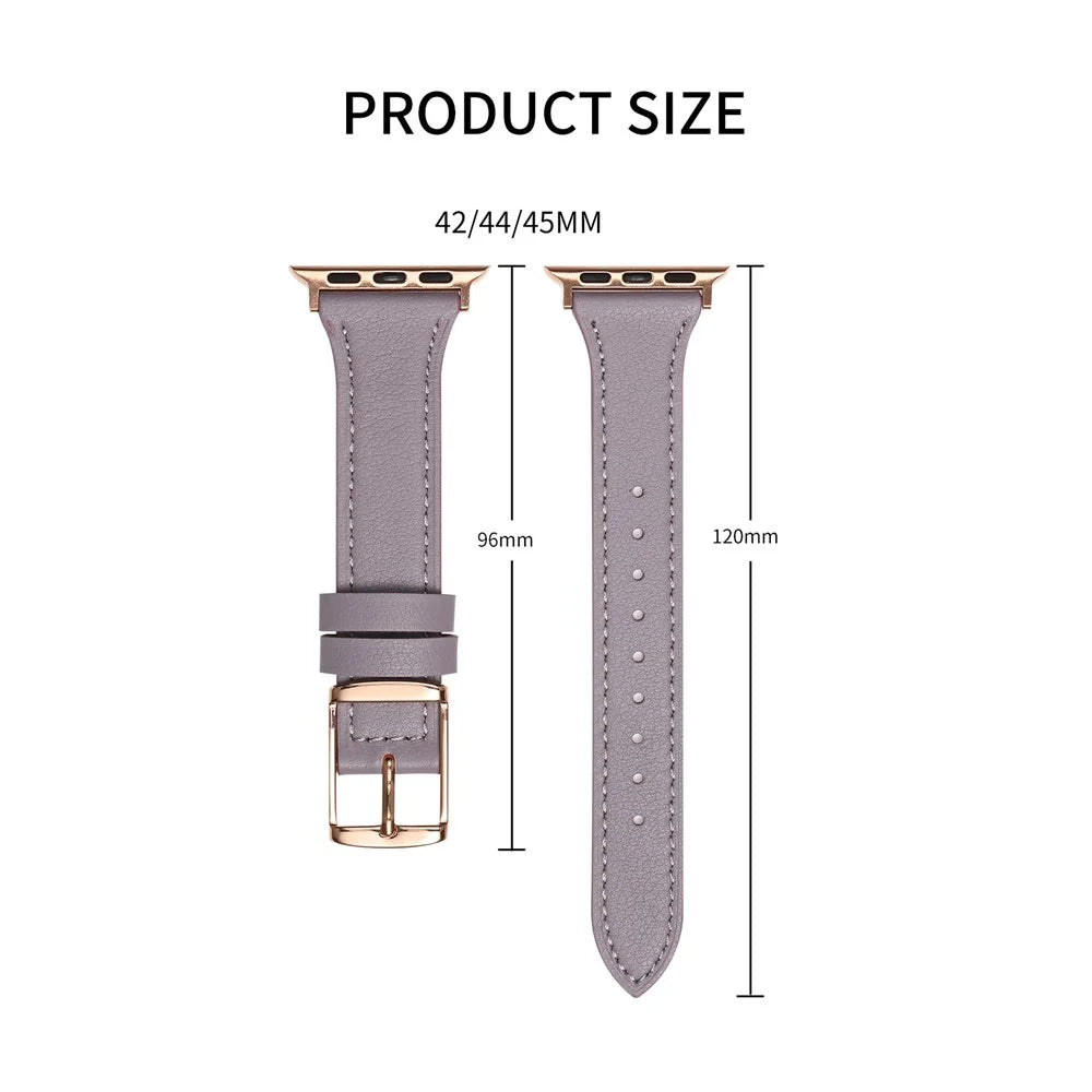 For Apple Watch Ultra 3 2 1 49mm / Series 11 10 46mm / 9 8 7 45mm / SE3 SE2 SE 6 5 4 44mm / 3 2 1 42mm Quick Release Watch Band Smart Bracelet Genuine Leather Watch Strap - Purple - 4