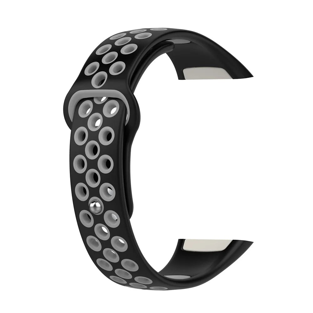 For Huawei Band 6 / Honor Band 6 Dual Color Silicone Watch Band Adjustable Wrist Strap Replacement - Black / Grey - 2