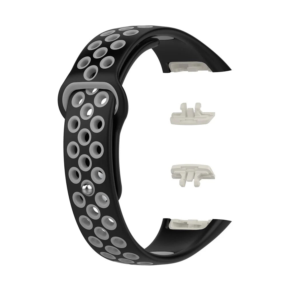 For Huawei Band 6 / Honor Band 6 Dual Color Silicone Watch Band Adjustable Wrist Strap Replacement - Black / Grey - 5