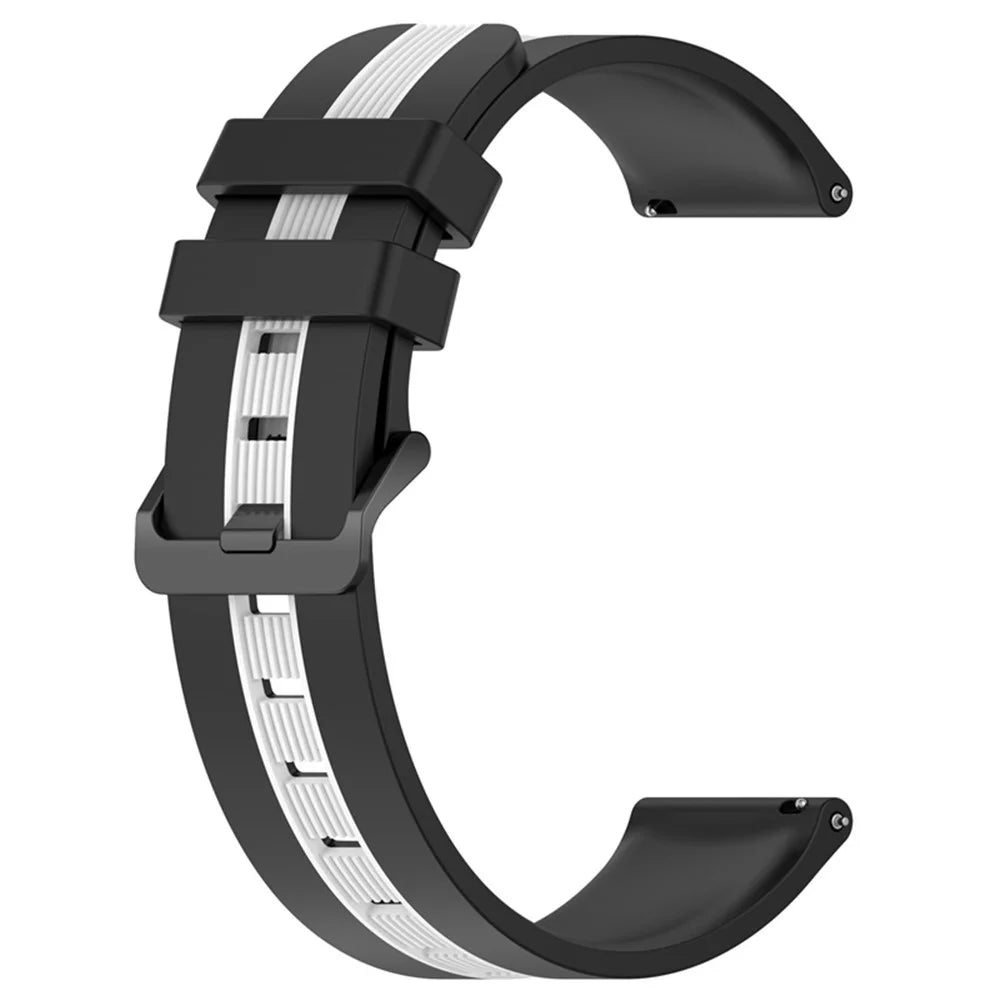 For Huawei Watch GT 3 42mm / Watch GT 2 42mm Silicone Watch Band Width 20mm Dual Color Soft Strap - Black / White - 3