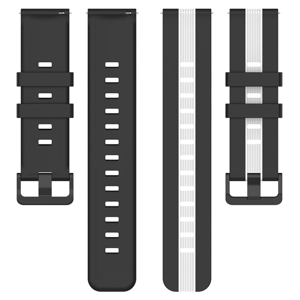 For Huawei Watch GT 3 42mm / Watch GT 2 42mm Silicone Watch Band Width 20mm Dual Color Soft Strap - Black / White - 5