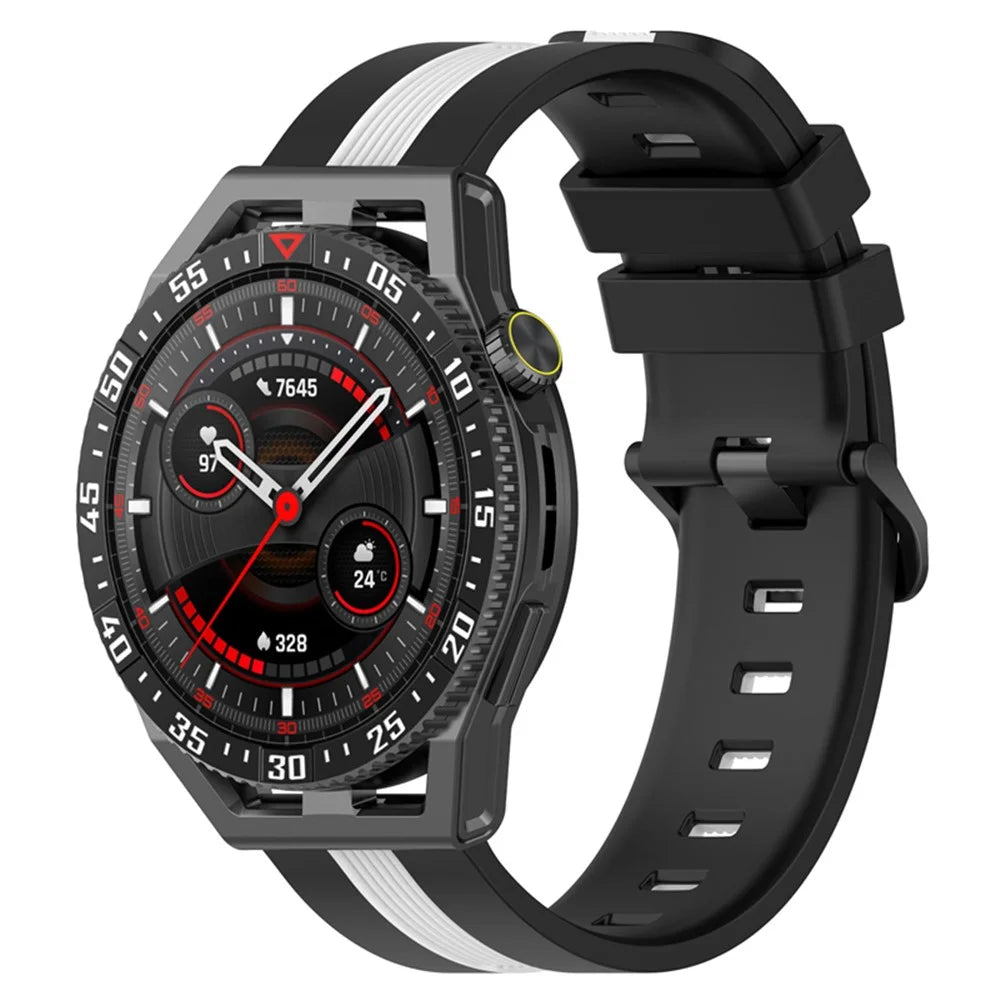 Sport Bands for Huawei Watch GT 3 SE / Watch GT 42mm 46mm , Dual Color 22mm Watch Band Breathable Soft Silicone Strap - Black / White - 2
