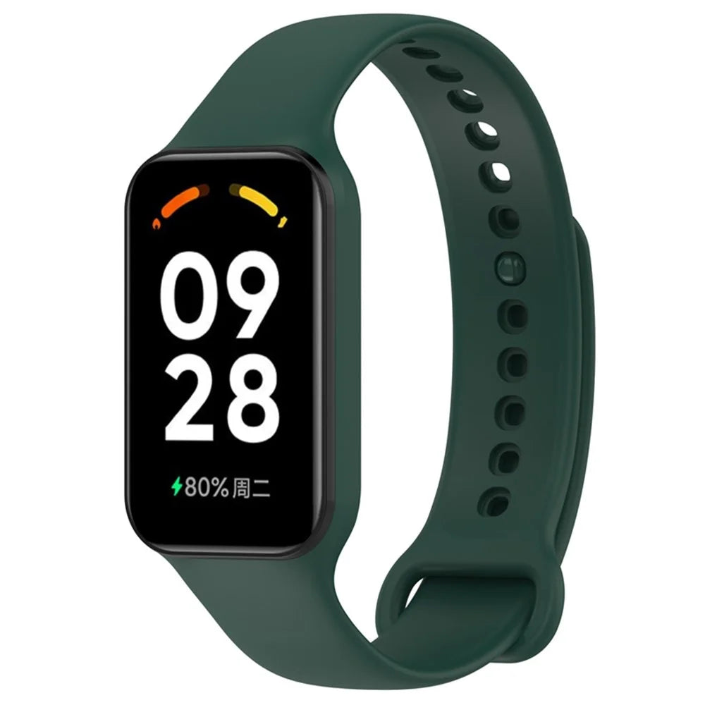 Silicone Watch Strap for Redmi Band 2 Integrate Soft Band Case Quick Release Watchband - Blackish Green - 2