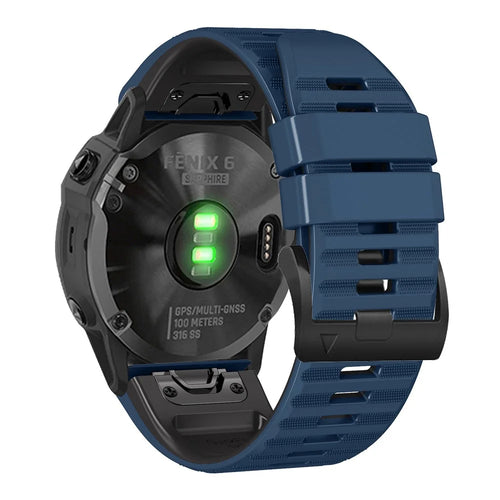 For Garmin Descent G1 / Instinct 2 Dual Color Silicone Wrist Band Adjustable Replacement Watch Strap - Midnight Blue / Black - 1