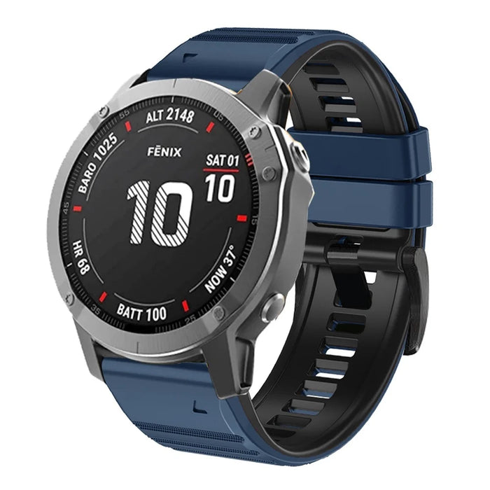 For Garmin Descent G1 / Instinct 2 Dual Color Silicone Wrist Band Adjustable Replacement Watch Strap - Midnight Blue / Black - 4