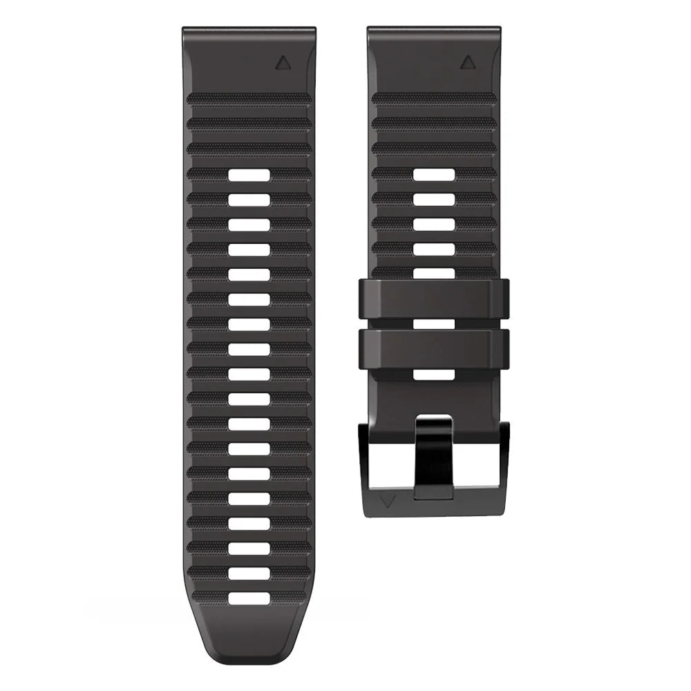 For Garmin Tactix Delta / Enduro Horizontal Stripes Silicone Replacement Watch Strap Adjustable Wrist Band - Black / Grey - 3