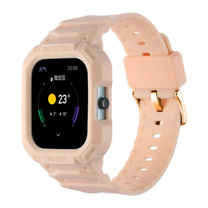 For Huami Amazfit GTS 1 / 2 / 3 / 4 One-piece Soft Silicone Replacement Watch Strap with Watch Case - Pink - 2