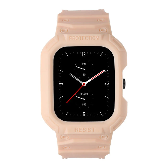 For Huami Amazfit GTS 1 / 2 / 3 / 4 One-piece Soft Silicone Replacement Watch Strap with Watch Case - Pink - 3