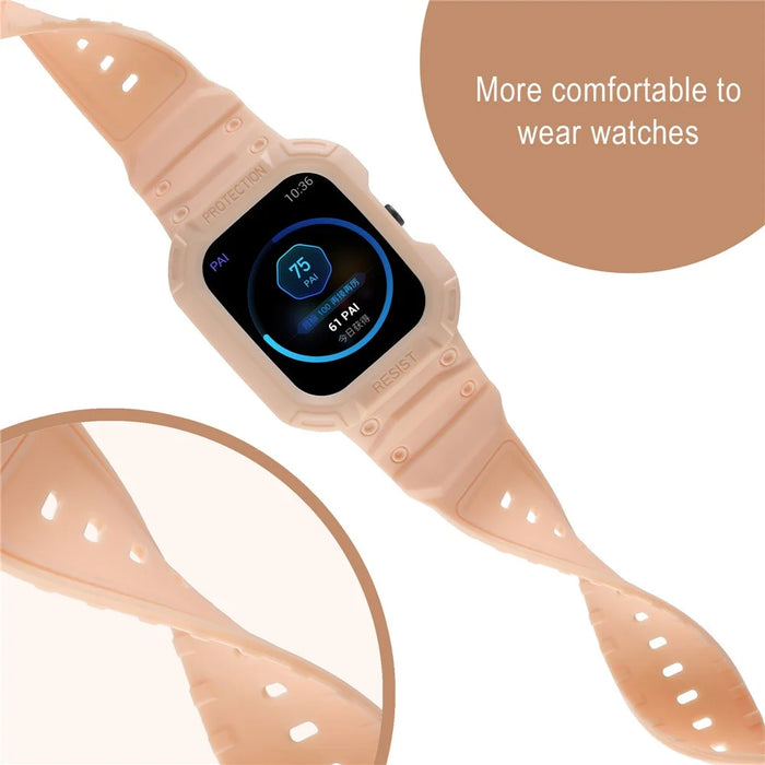 For Huami Amazfit GTS 1 / 2 / 3 / 4 One-piece Soft Silicone Replacement Watch Strap with Watch Case - Pink - 5