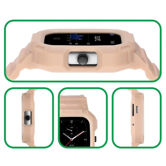 For Huami Amazfit GTS 1 / 2 / 3 / 4 One-piece Soft Silicone Replacement Watch Strap with Watch Case - Pink - 6