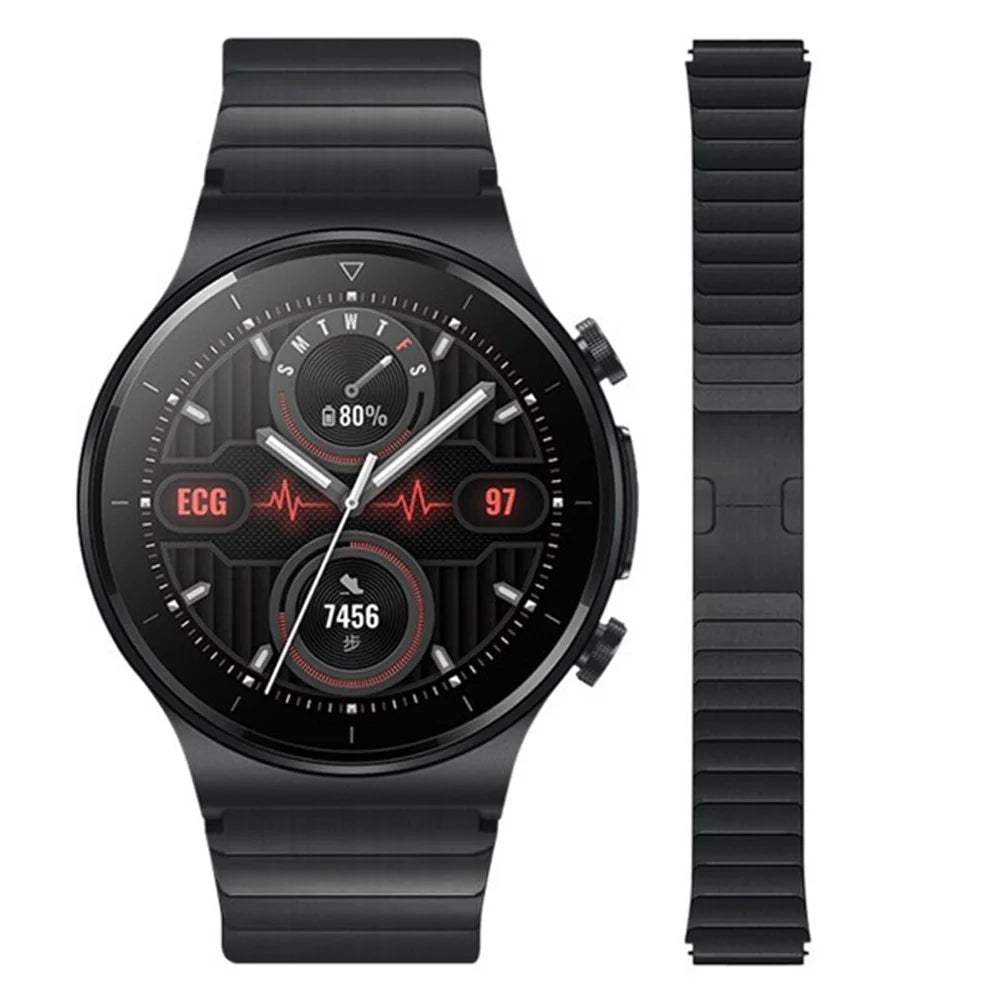 For Huawei Watch 3 / Watch GT 3 Pro 46mm / GT2 46mm Quick Release Stainless Steel Watch Band 22mm Replacement Wrist Strap - Black - 2