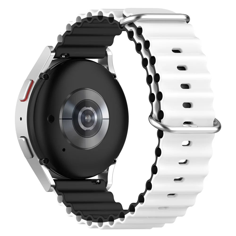 For Huami Amazfit GTS 4 / GTS 4 Mini / GTS 3 Dual Color Silicone Watch Strap 20mm Wave Design Adjustable Wrist Band - White / Black - 1