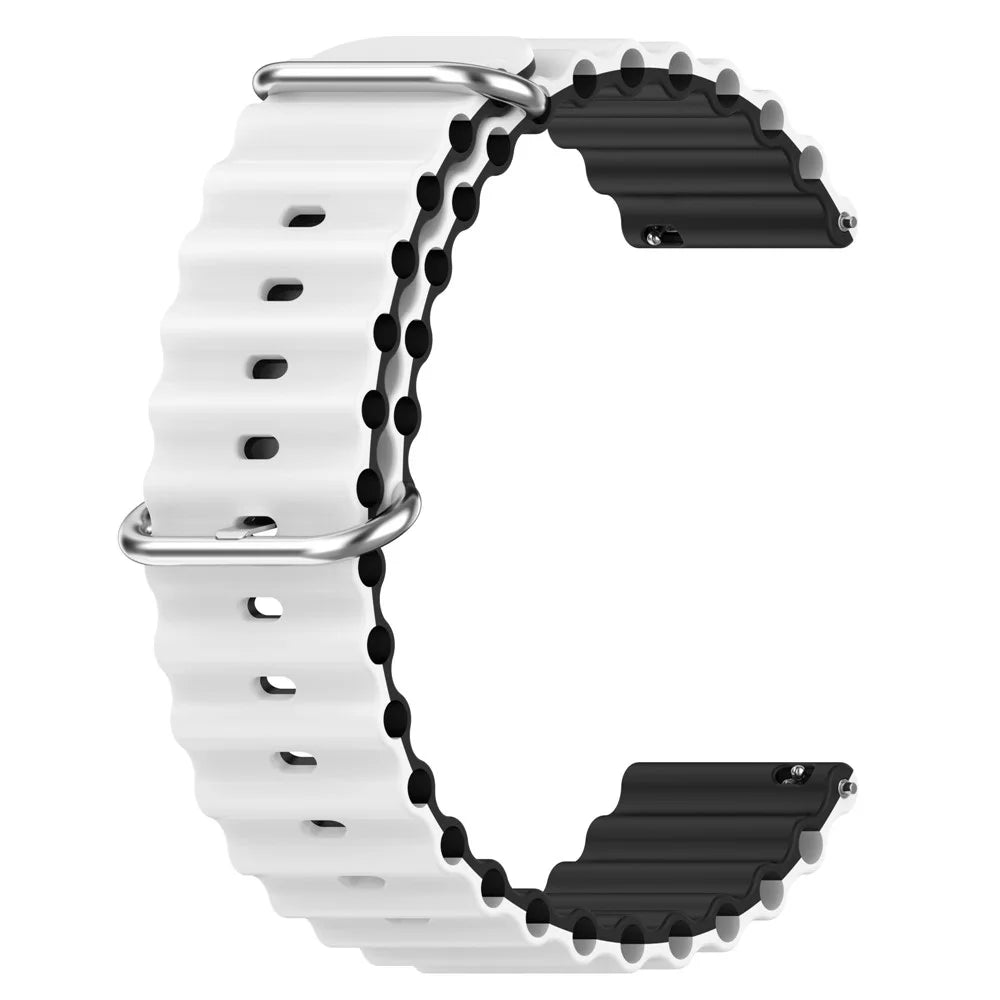 For Huami Amazfit GTS 4 / GTS 4 Mini / GTS 3 Dual Color Silicone Watch Strap 20mm Wave Design Adjustable Wrist Band - White / Black - 2