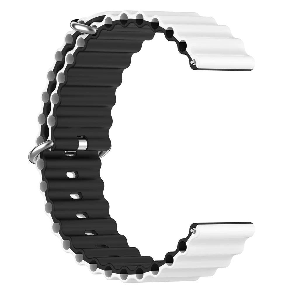 For Huami Amazfit GTS 4 / GTS 4 Mini / GTS 3 Dual Color Silicone Watch Strap 20mm Wave Design Adjustable Wrist Band - White / Black - 3