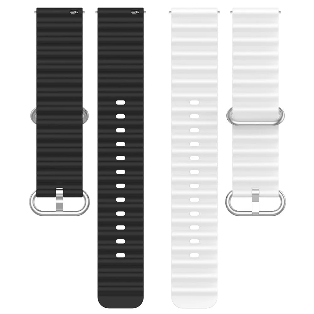 For Huami Amazfit GTS 4 / GTS 4 Mini / GTS 3 Dual Color Silicone Watch Strap 20mm Wave Design Adjustable Wrist Band - White / Black - 4