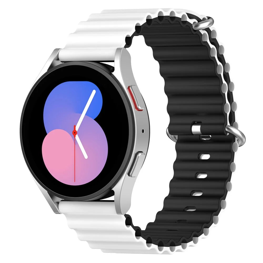 For Huami Amazfit GTS 4 / GTS 4 Mini / GTS 3 Dual Color Silicone Watch Strap 20mm Wave Design Adjustable Wrist Band - White / Black - 5