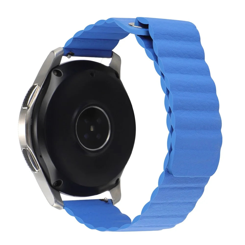 For COROS Apex 46mm / Apex Pro / TicWatch Pro 3 Replacement Genuine Leather Magnetic Strap 22mm Universal Smartwatch Band - Blue - 1