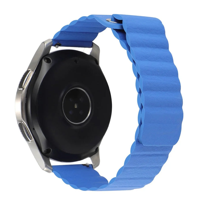 For COROS Apex 46mm / Apex Pro / TicWatch Pro 3 Replacement Genuine Leather Magnetic Strap 22mm Universal Smartwatch Band - Blue - 1