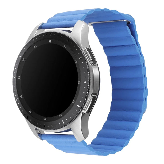 For COROS Apex 46mm / Apex Pro / TicWatch Pro 3 Replacement Genuine Leather Magnetic Strap 22mm Universal Smartwatch Band - Blue - 2