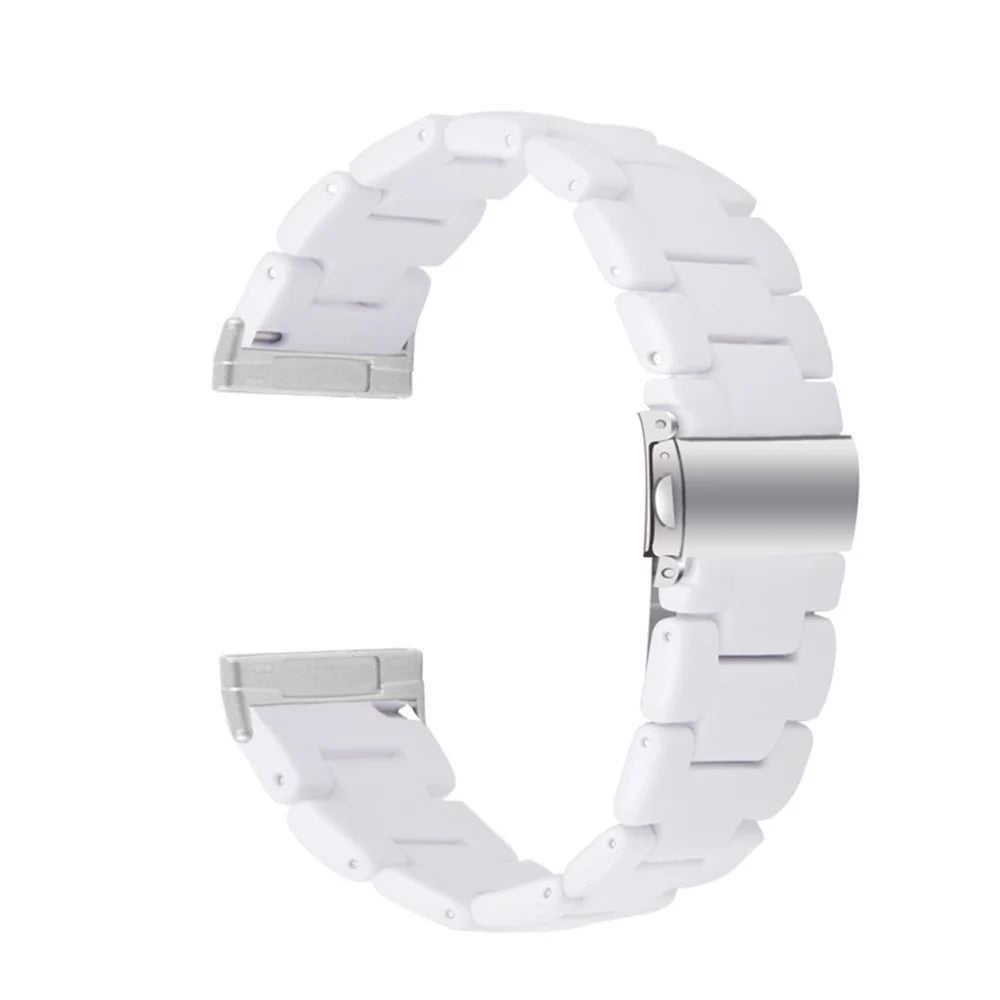 Resin Band for Fitbit Versa 4 / Sense 2 , 20mm Lightweight Watch Strap Bracelet with Stainless Steel Buckle - White - 1