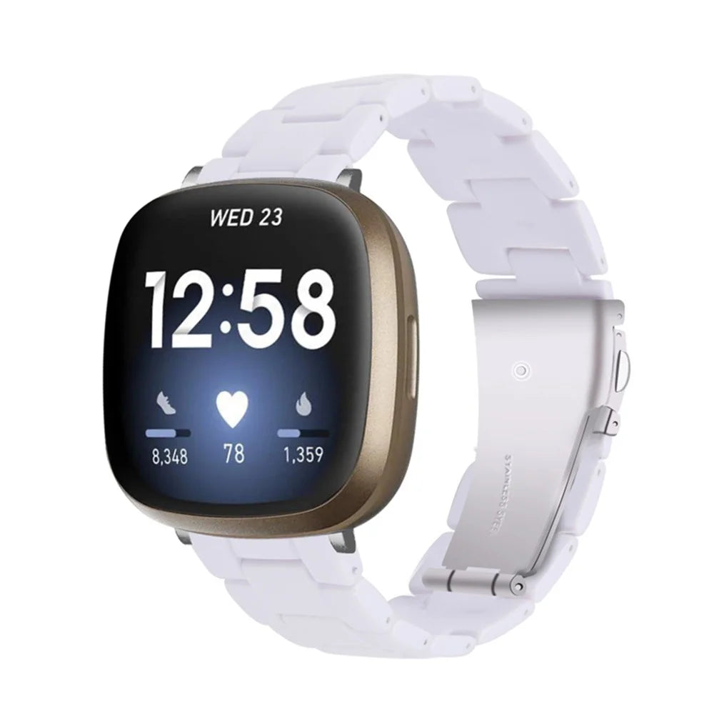 Resin Band for Fitbit Versa 4 / Sense 2 , 20mm Lightweight Watch Strap Bracelet with Stainless Steel Buckle - White - 2