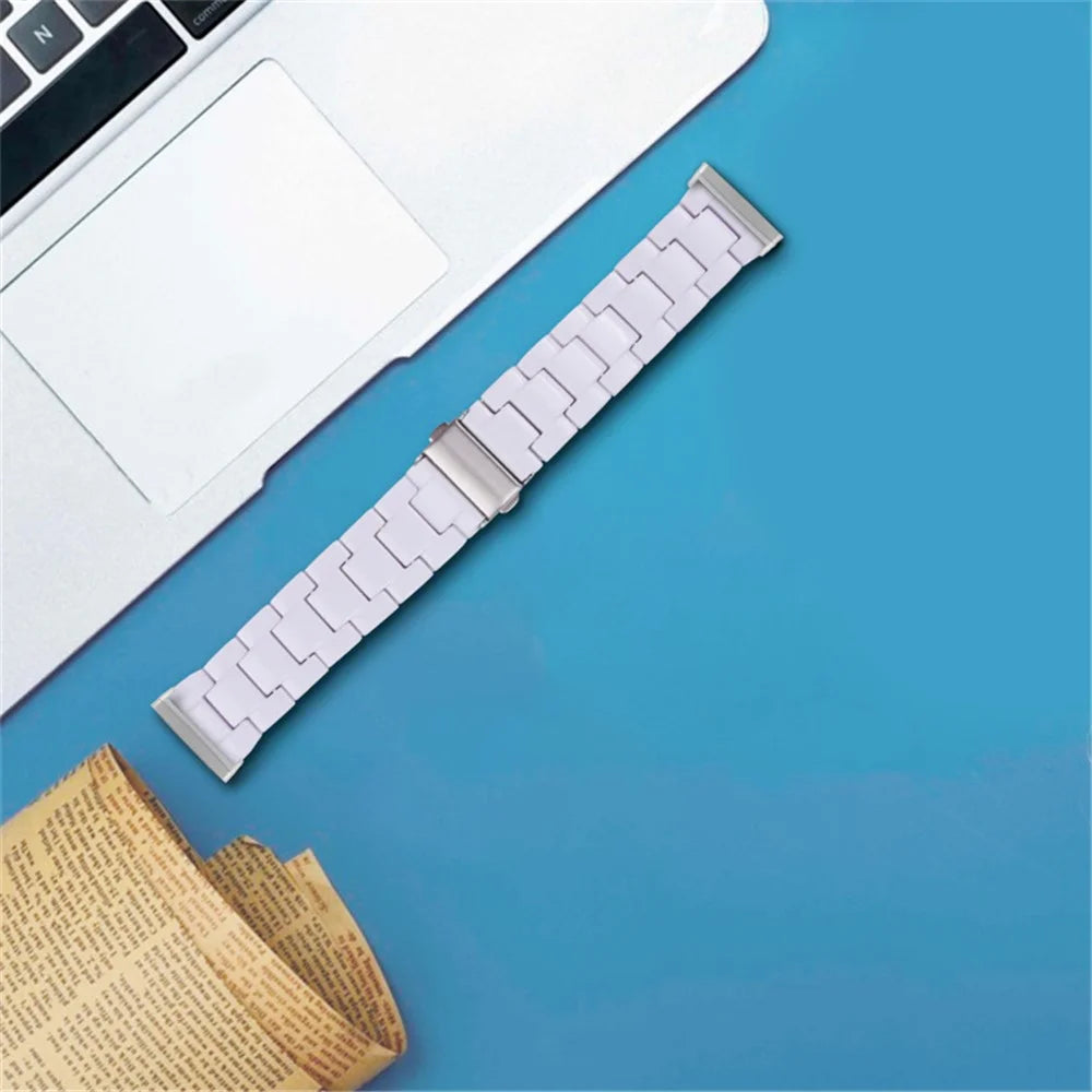 Resin Band for Fitbit Versa 4 / Sense 2 , 20mm Lightweight Watch Strap Bracelet with Stainless Steel Buckle - White - 5