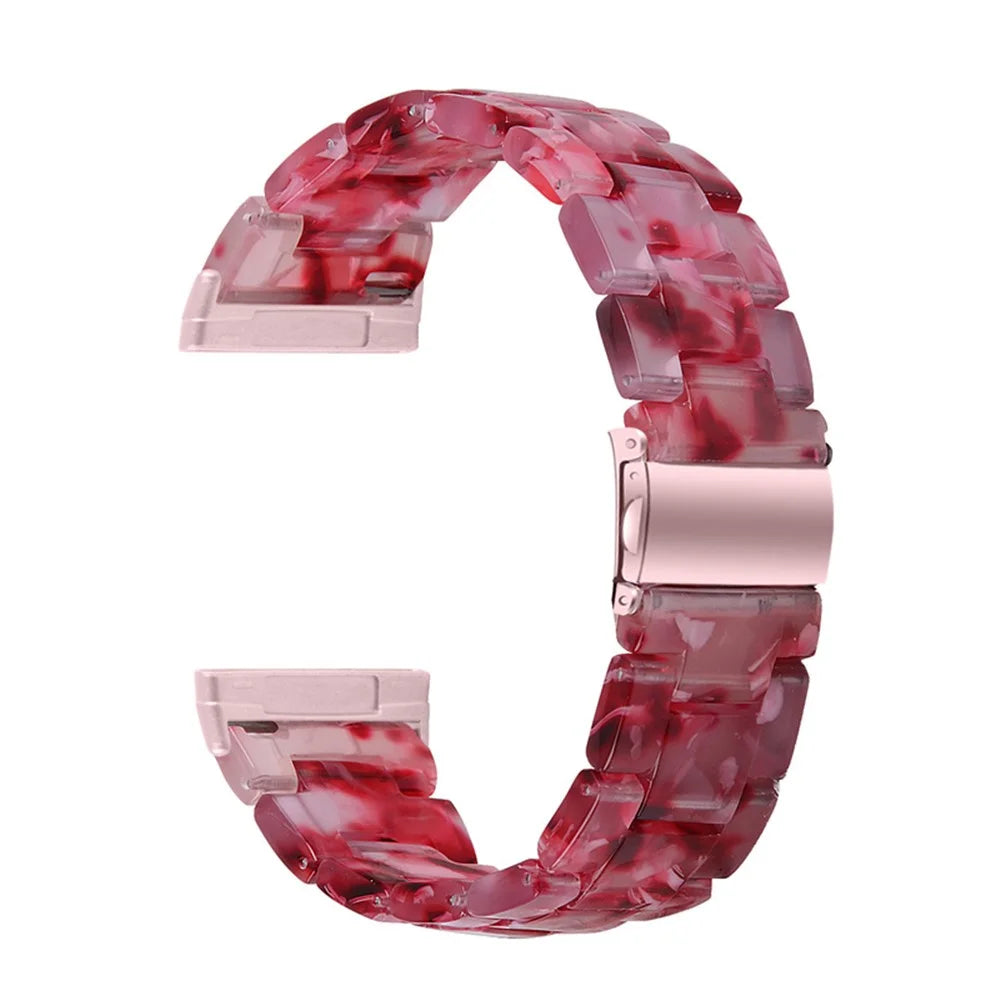 Watch Band for Fitbit Versa 4 / Sense 2 , 20mm Resin Watchband Stainless Steel Buckle Replacement Strap - Peach Red - 1