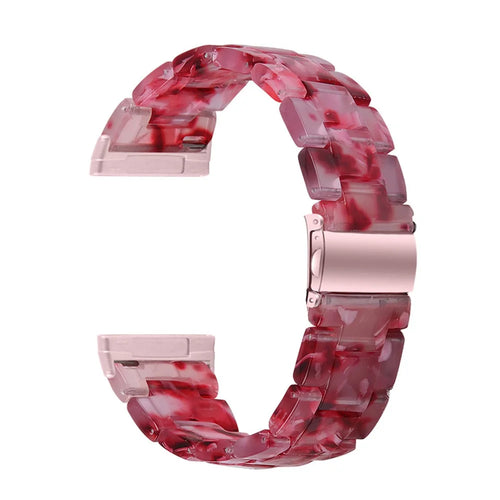 Watch Band for Fitbit Versa 4 / Sense 2 , 20mm Resin Watchband Stainless Steel Buckle Replacement Strap - Peach Red - 1