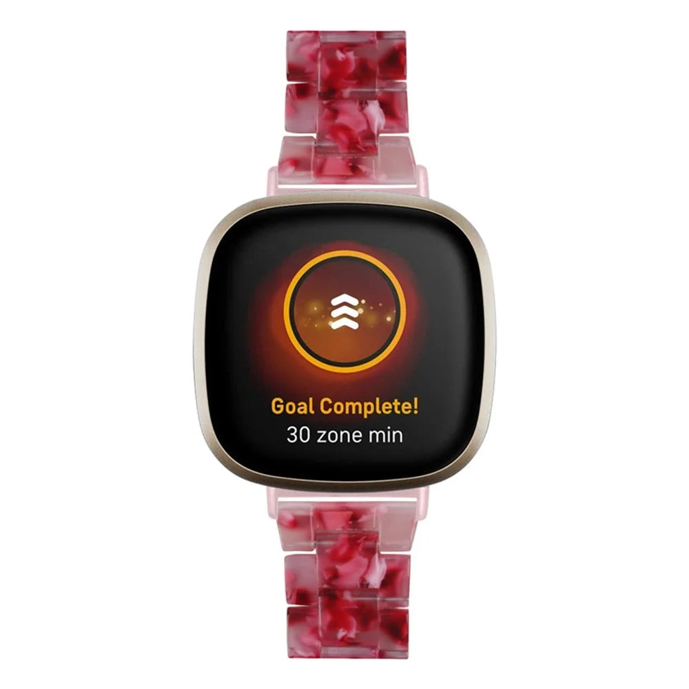 Watch Band for Fitbit Versa 4 / Sense 2 , 20mm Resin Watchband Stainless Steel Buckle Replacement Strap - Peach Red - 3