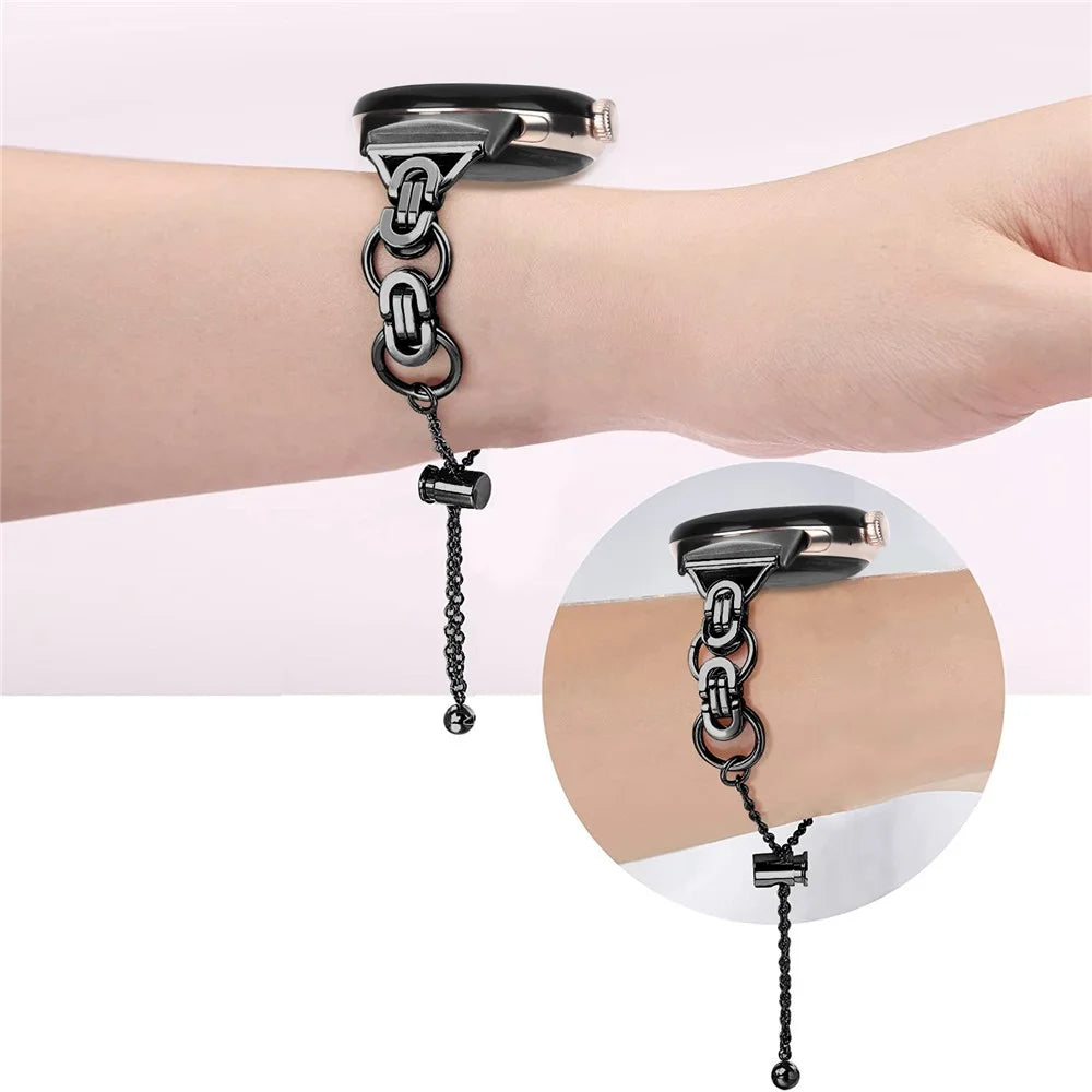 For Google Pixel Watch 4 41mm / Watch 3 41mm / Watch 2 / Watch Bead Chain Smartwatch Strap Replacement Stainless Strap Bracelet Strap - Black - 6