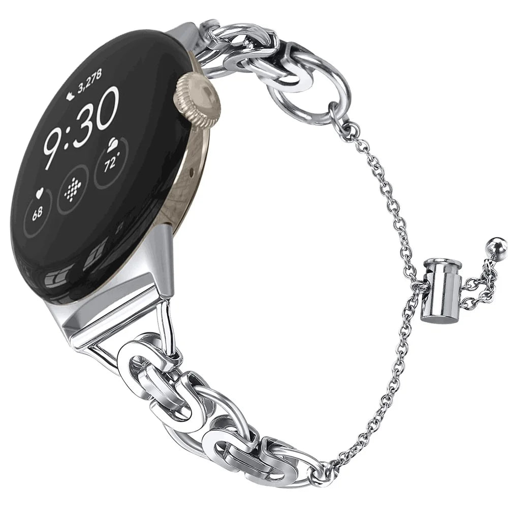 For Google Pixel Watch 4 41mm / Watch 3 41mm / Watch 2 / Watch Smartwatch Strap Replacement Bead Chain Stainless Strap Bracelet Strap - Silver - 1